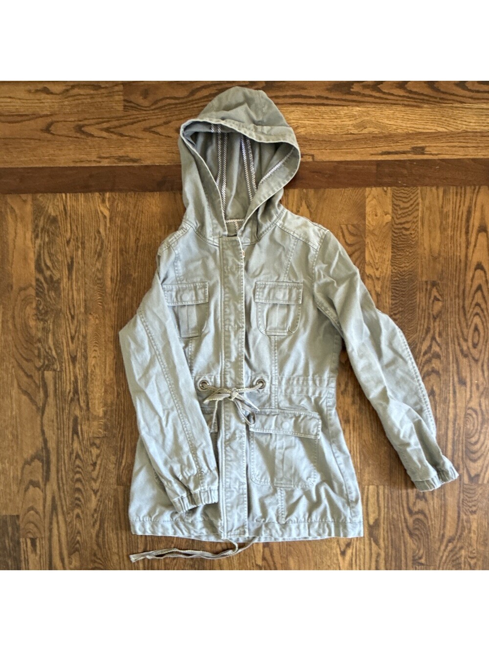 Crewcuts Green Hooded Anorak Jacket Women’s Size 6 Mid-Length Pockets